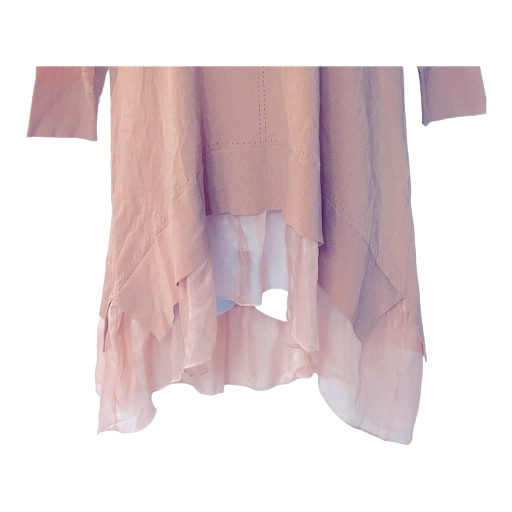 Monroe & Main Flutter Hem Light Sweater Blush Pink Hi Low Romantic Tunic Top - Picture 11 of 16